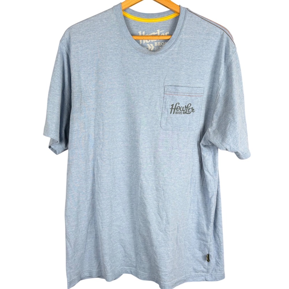 Howler Bros Mens XL Blue Heather Graphic Pocket T-Shirt Short Sleeve Logo Tee